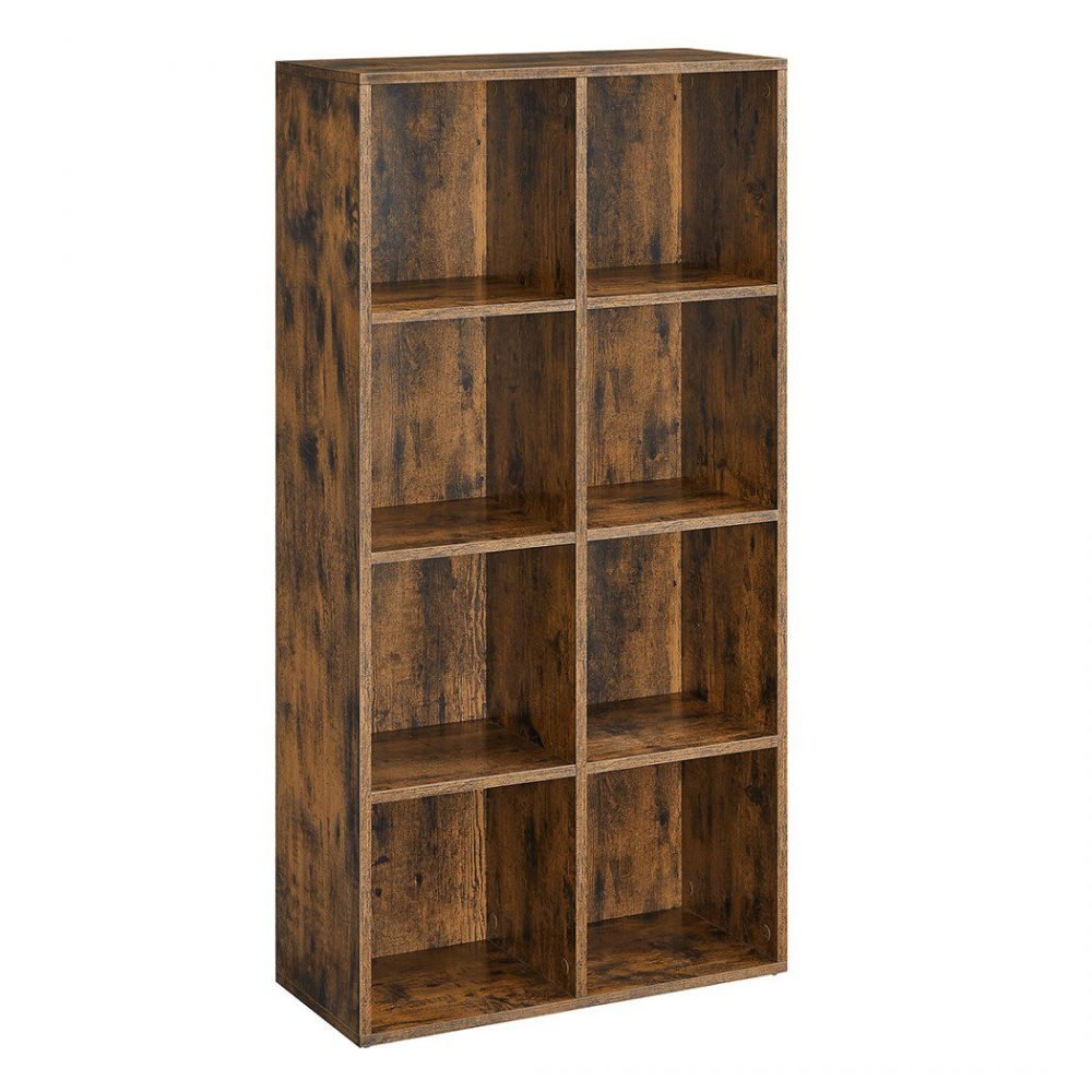 Estantería libros 8 cubos, roble o blanco, oficina, salón, marrón rústico
