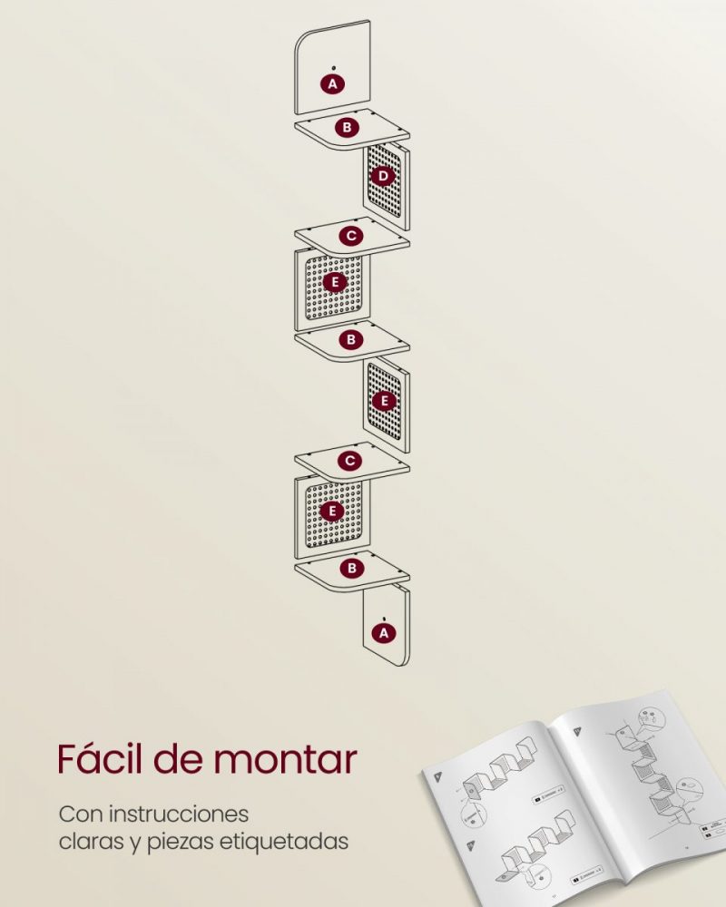 Estantería de esquina boho con 5 niveles, ratán sintético - Imagen 7