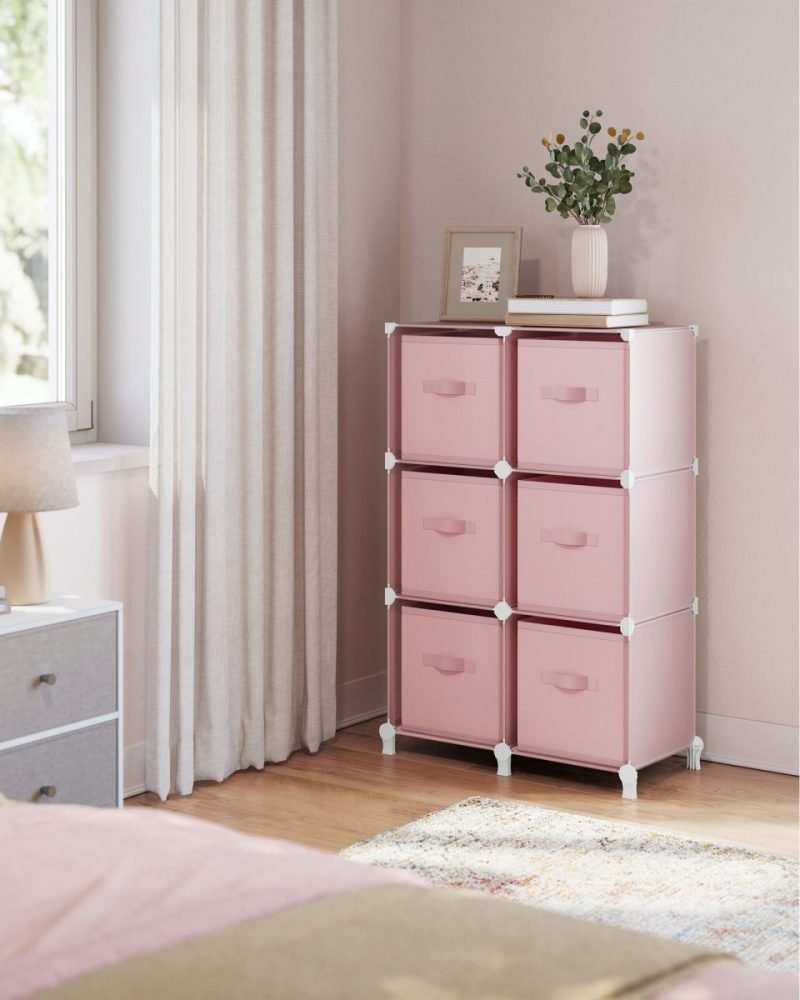 Estantería modular 6 compartimentos, rosa - Imagen 2