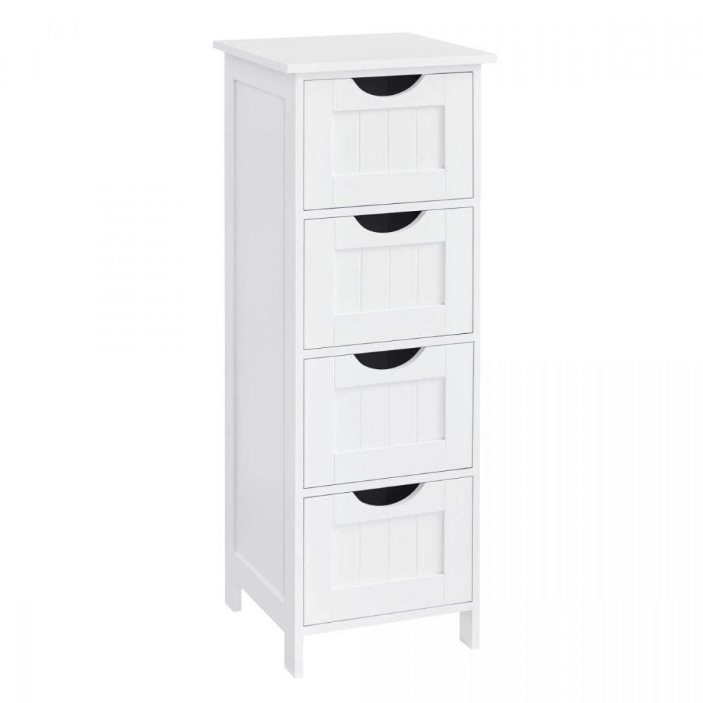 Estantería de baño con 4 cajones, almacenamiento moderno, blanco