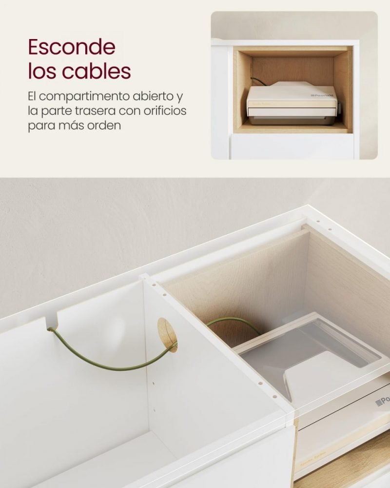Aparador moderno de almacenaje con puertas, blanco nube - Imagen 6