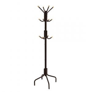Perchero pie metálico con 12 ganchos, marrón