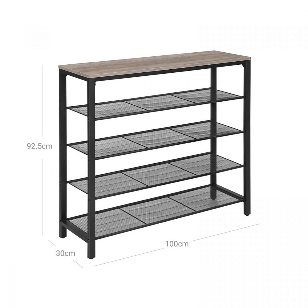 Zapatero industrial, 4 estantes malla, greige - Imagen 2