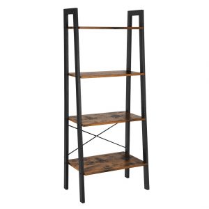 Estantería escalera vintage de 4 niveles, librería de esquina