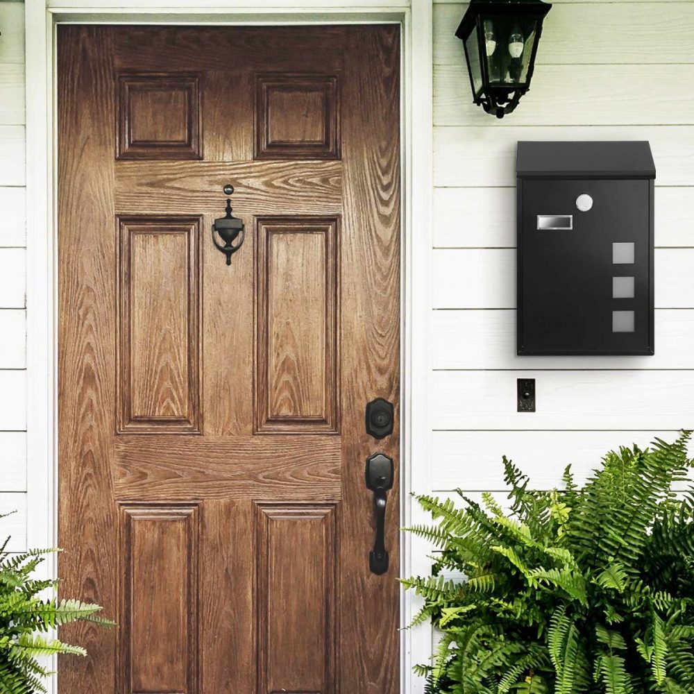 Buzón de correos negro de pared, tapa de cerradura giratoria - Imagen 3