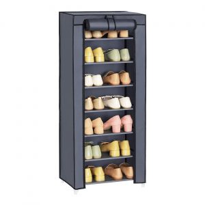 Zapatero de tela de 7 niveles, organizador de zapatos, gris