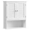 Armario colgante baño, puertas persiana, estante ajustable, blanco