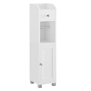 Armario de baño blanco con portapapel y estante ajustable