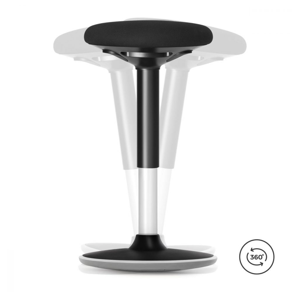 Taburete inclinable giratorio de 360°, negro - Imagen 4