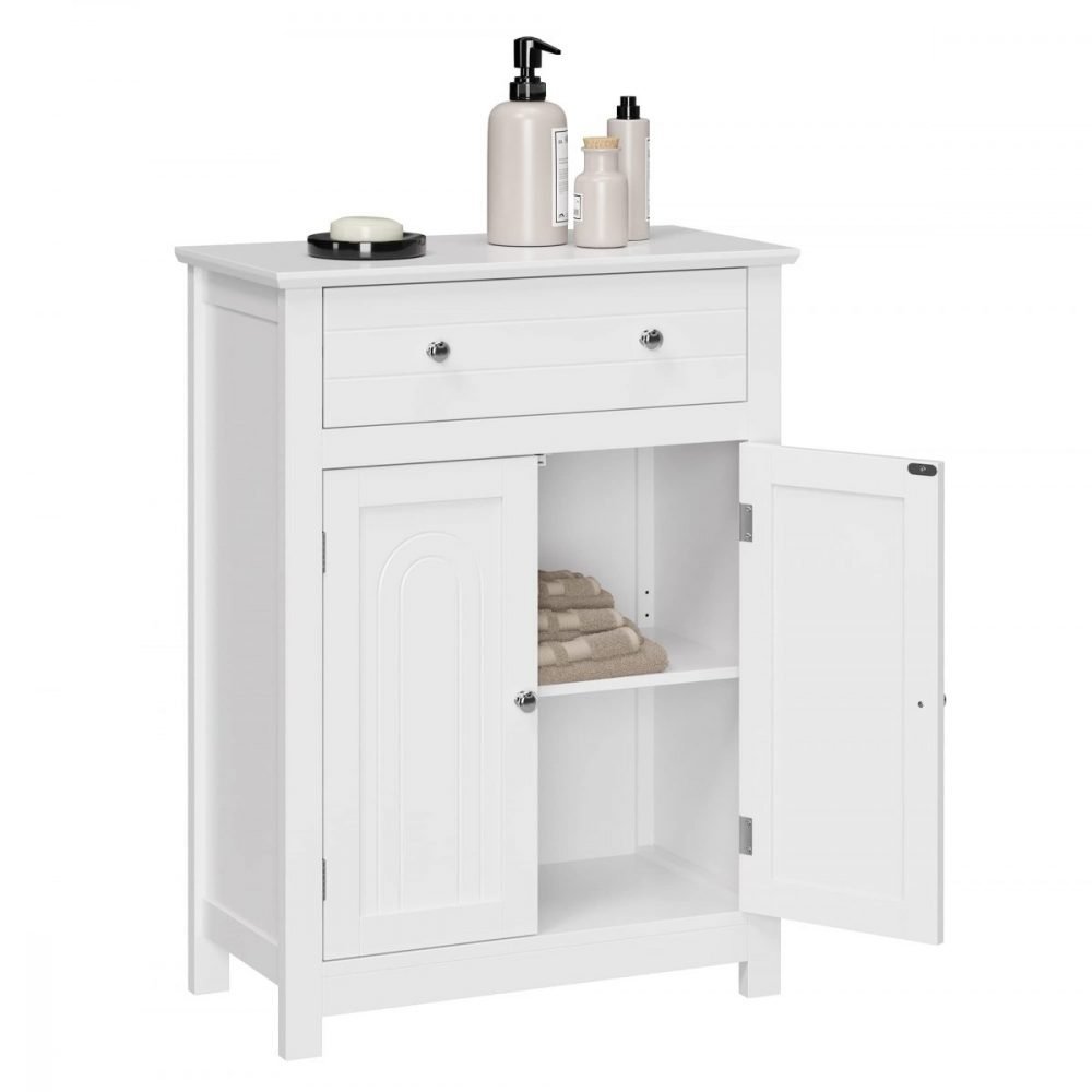 Armario de baño con cajón, balda ajustable, blanco