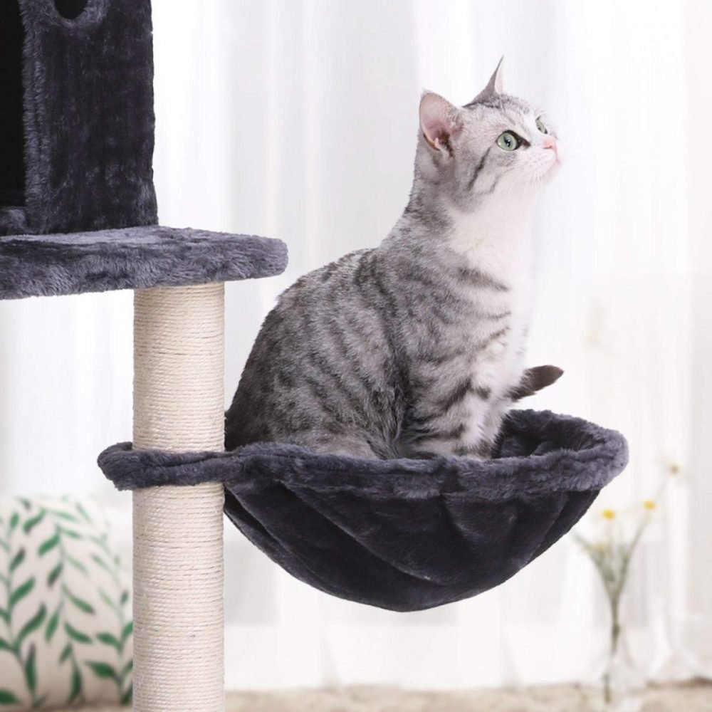 Árbol gatos postes sisal, rascador, varias plataformas, gris antracita - Imagen 7