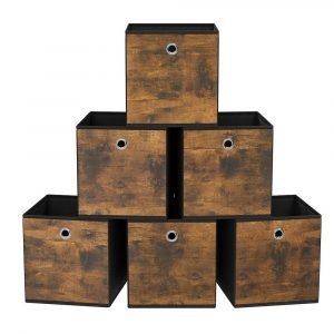 Set de 6 cajas plegables 33x33x33 cm, marrón