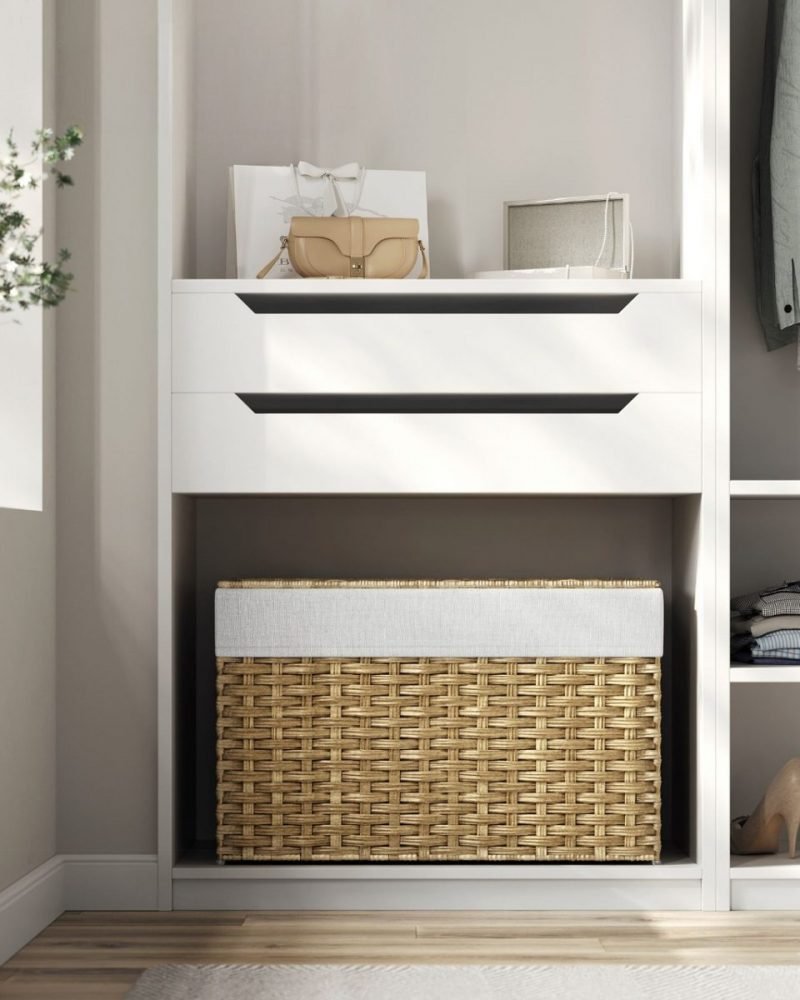 Baúl de almacenamiento de ratán 105 l, caja versátil, natural - Imagen 3