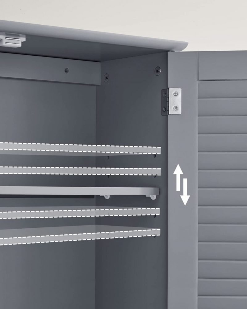 Armario colgante baño, puertas persiana, estante ajustable, gris ahumado - Imagen 6