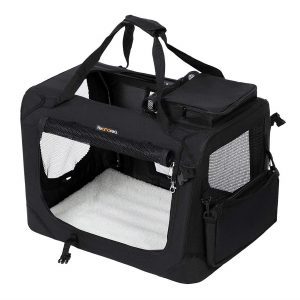 Transportín plegable perros medianos, 60x40x40 cm, negro