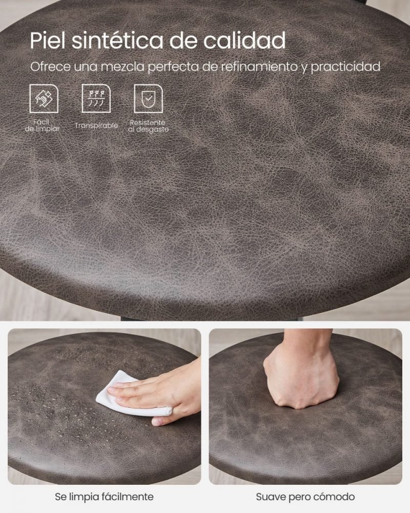 Taburetes de bar con respaldo, set de 2, 39x39x82 cm, marrón café - Imagen 6