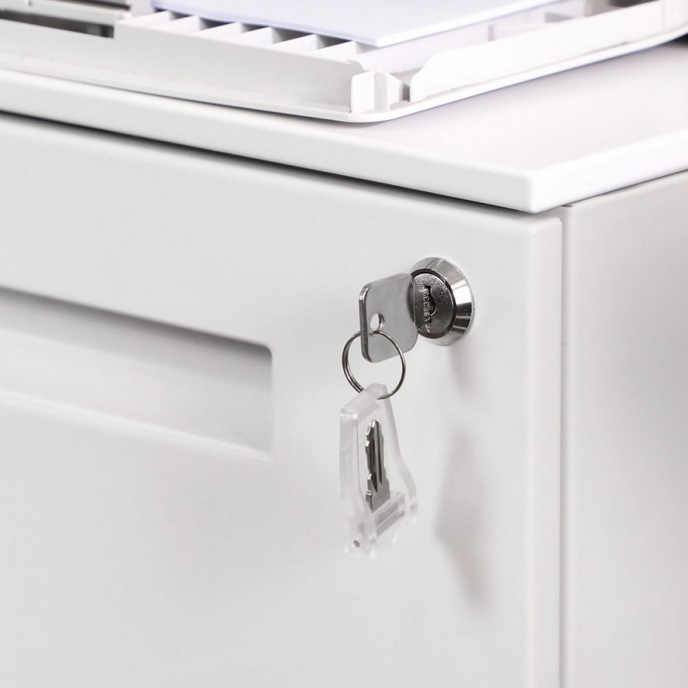 Archivador móvil con cerradura, 2 cajones, blanco - Imagen 7