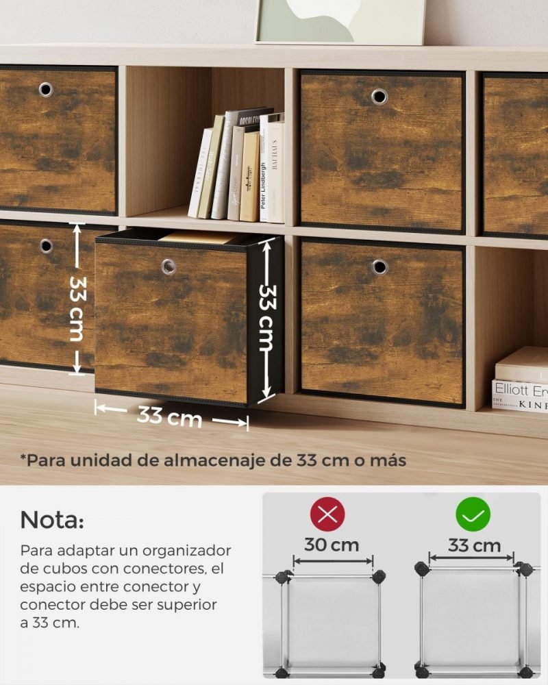 Set de 6 cajas plegables 33x33x33 cm, marrón - Imagen 7