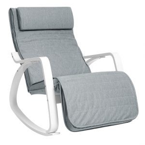 Sillón mecedora relax con reposapiernas ajustable, gris claro