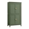 Armario multifuncional baño, 4 puertas, estantes regulables, verde bosque
