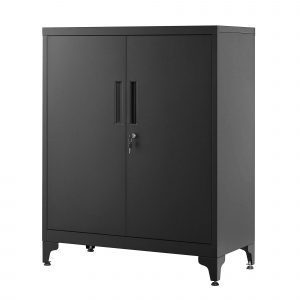 Armario oficina cerradura 2 puertas, multifuncional, negro