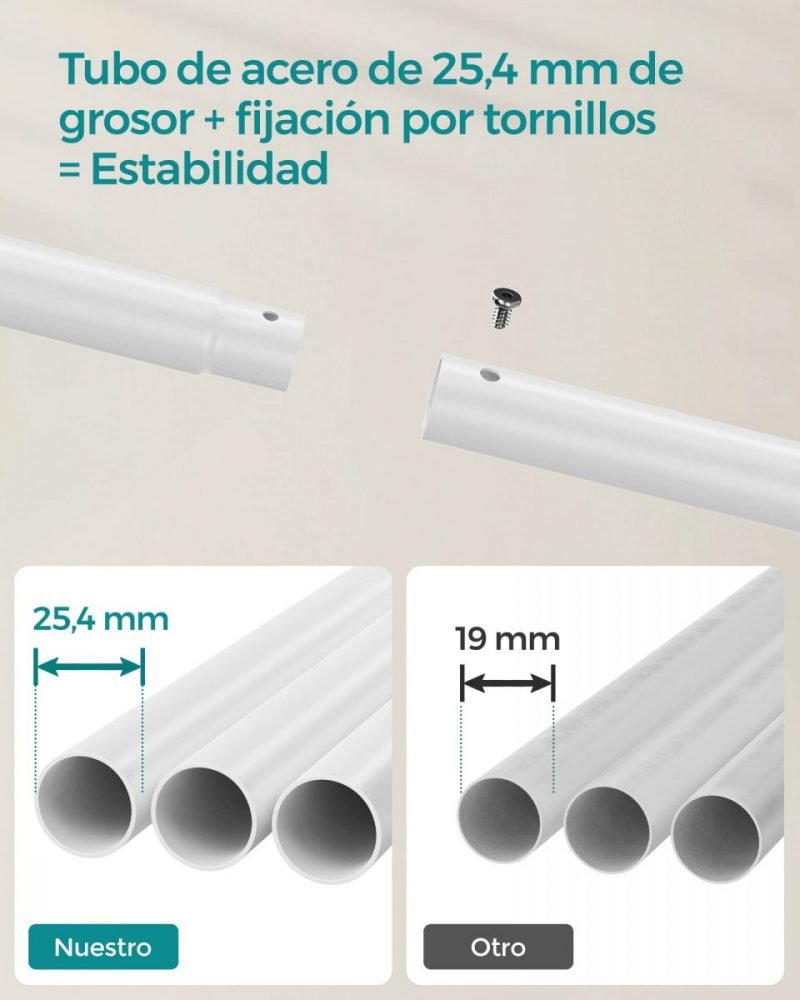 Perchero con ruedas y doble barra, 100 kg, blanco - Imagen 6