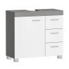 Armario lavabo baño, 3 cajones, 2 compartimentos, gris