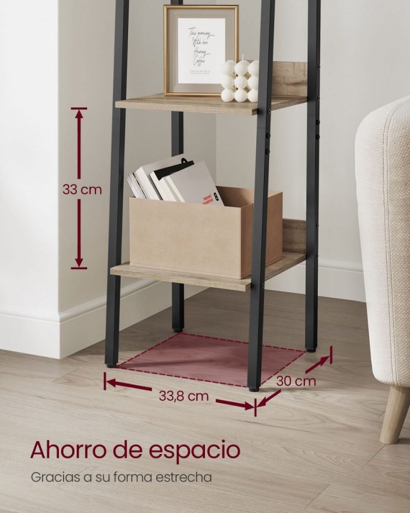 Estantería escalera estrecha de 5 niveles, estilo industrial - Imagen 3