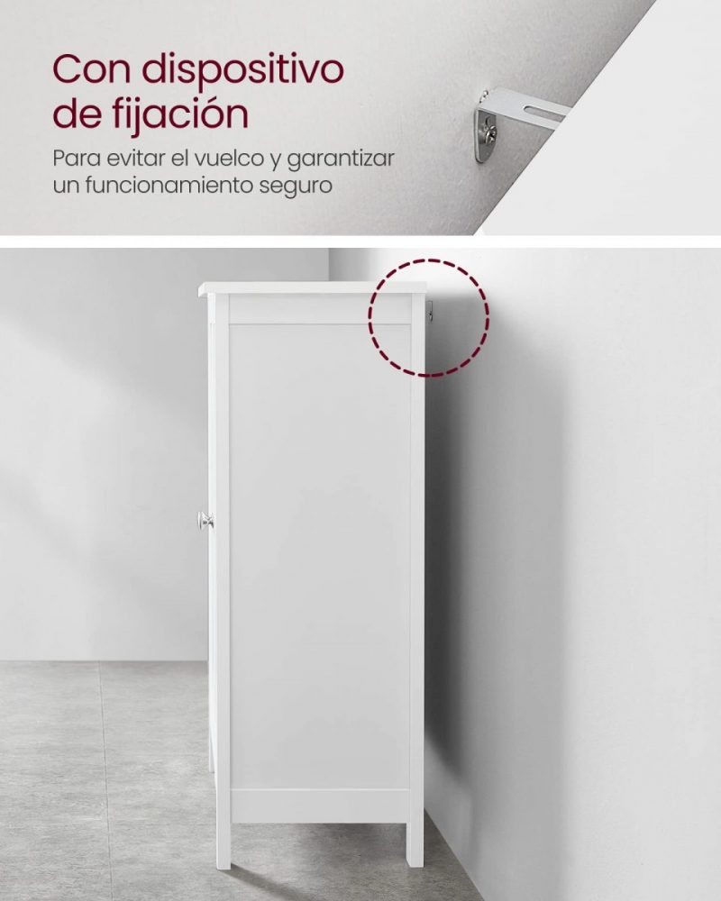 Armario baño con 2 puertas y balda ajustable, blanco - Imagen 7