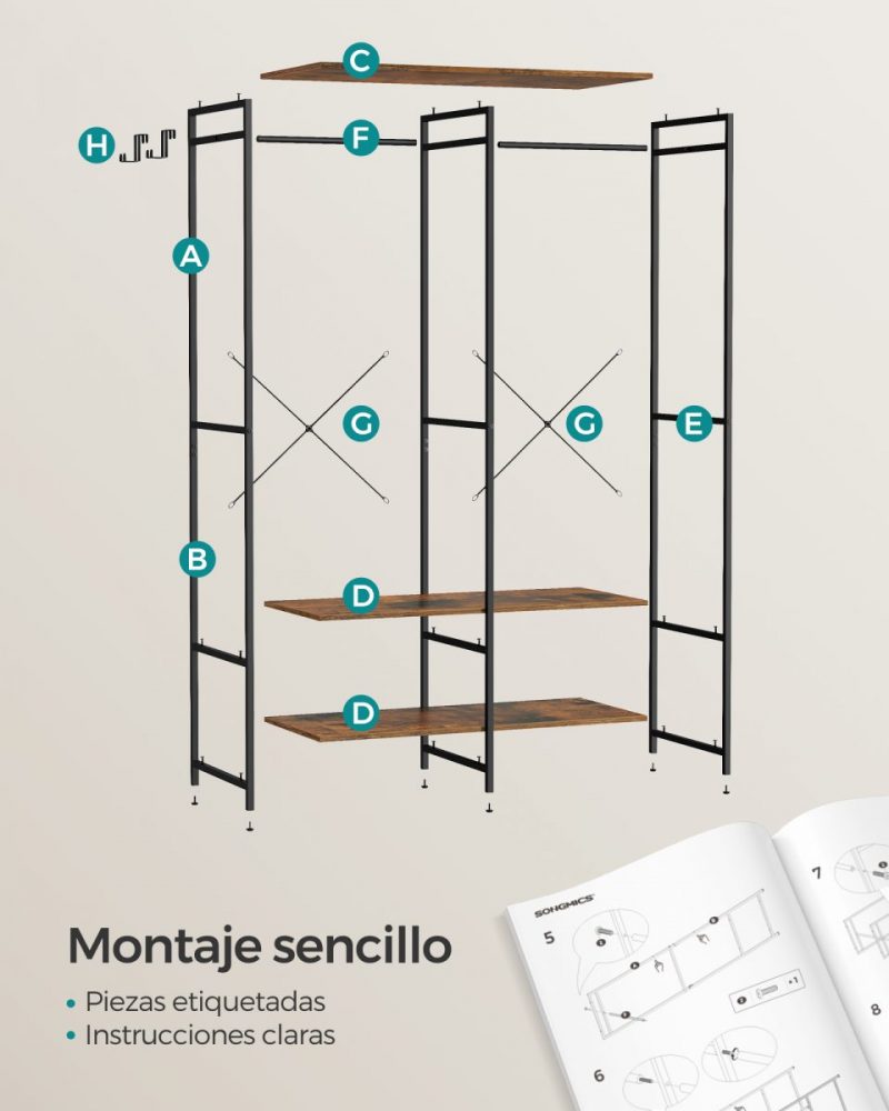 Armario portátil plegable 94,5x40x180 cm, marrón - Imagen 7