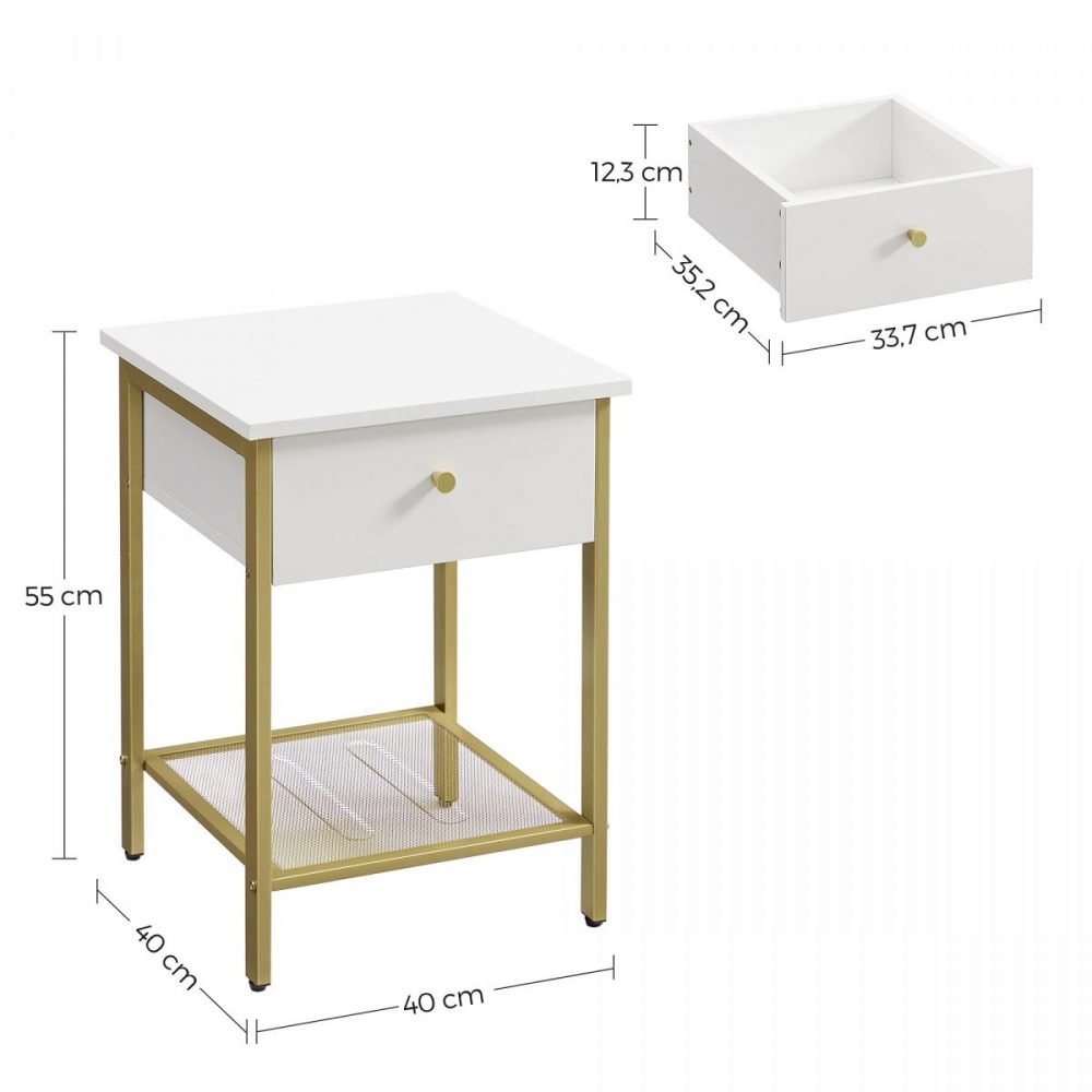 Mesita de noche moderna con cajón y estante de alambre - Imagen 2