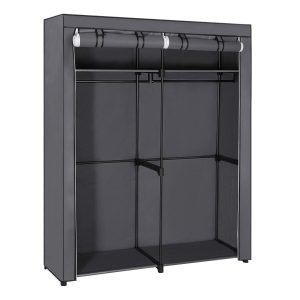 Armario portátil tela con perchero, 140x43x174 cm, gris