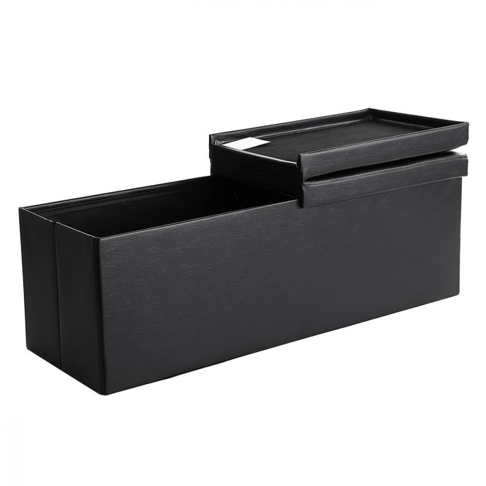 Baúl taburete plegable, almacenaje, carga 300 kg, negro - Imagen 2