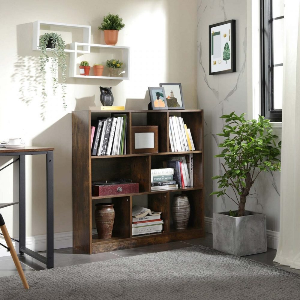 Estantería madera, cubos y estantes, marrón - Imagen 6