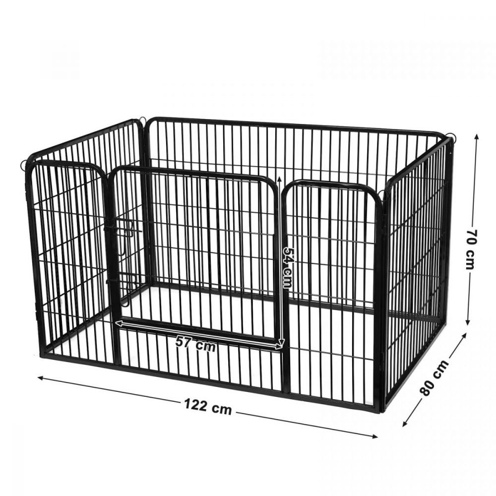 Jaula para perros de metal con una puerta, 122x80x70 cm, negro - Imagen 8