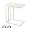 Mesa auxiliar con ruedas y pies ajustables, moderna, blanco crema