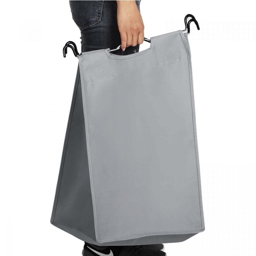 Carrito lavandería 4 bolsas extraíbles, ruedas, clasificador ropa, gris - Imagen 3