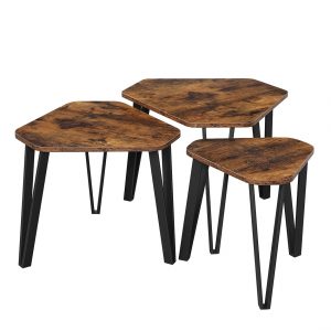 Juego de 3 mesas auxiliares, estilo industrial, fácil montaje