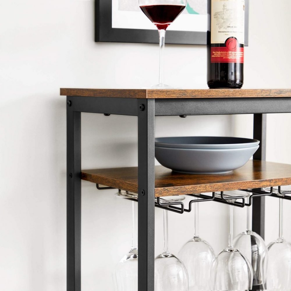 Estantería para 20 botellas con soporte de acero, marrón y negro - Imagen 7