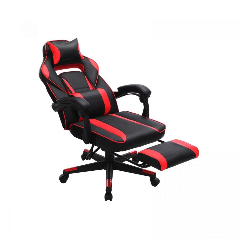 Silla oficina gaming ergonómica, reposapiés telescópico, 150 kg, rojo - Imagen 5