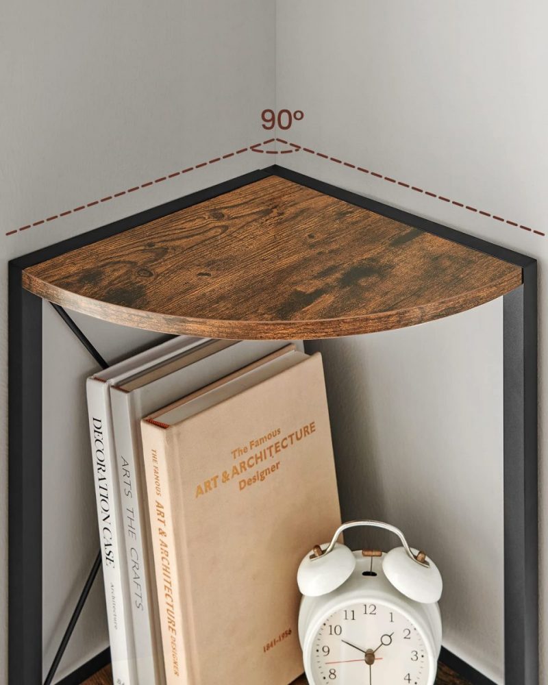 Estantería de esquina de 5 niveles, marrón rústico y negro - Imagen 8