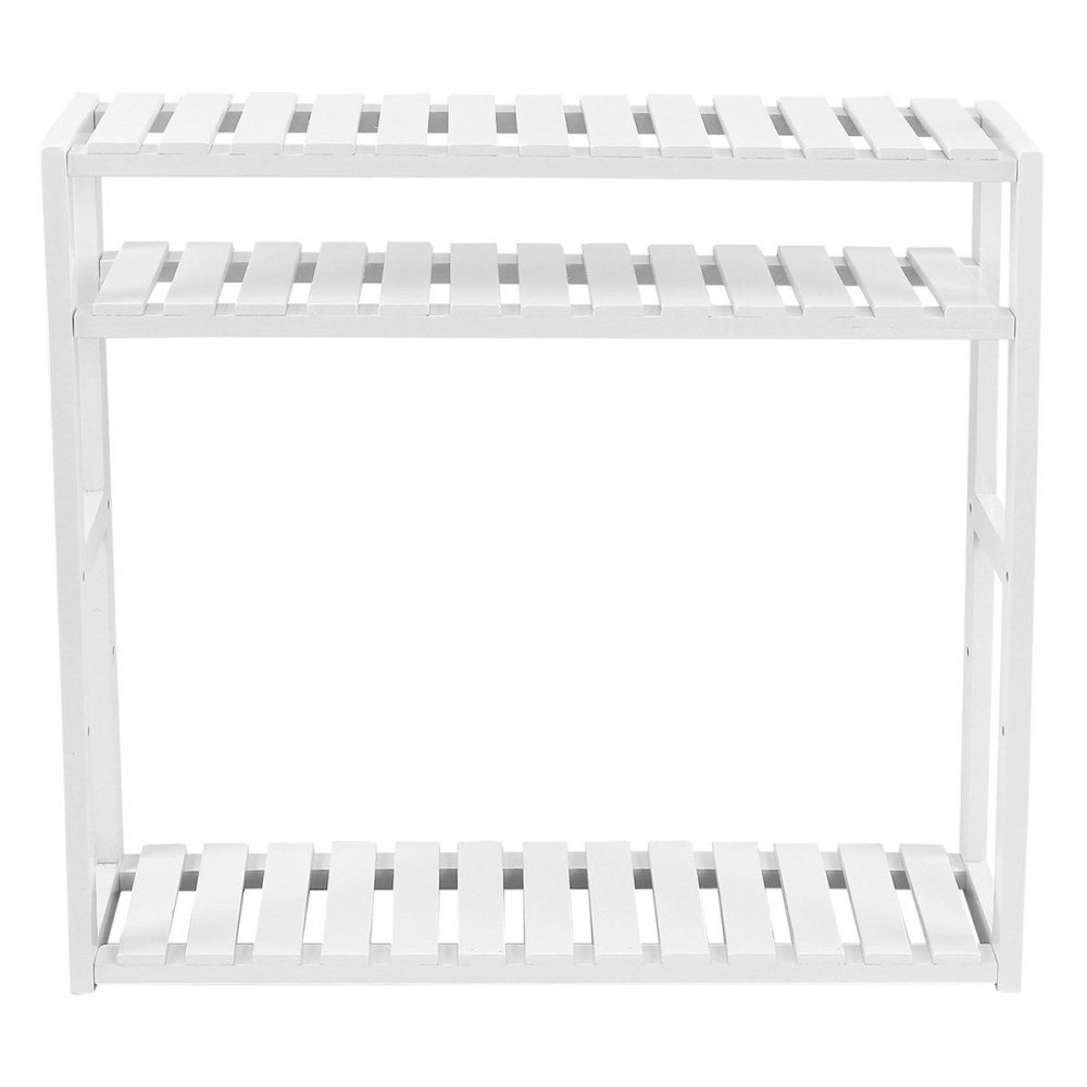 Estantería bambú con estante ajustable, baño, blanco - Imagen 5
