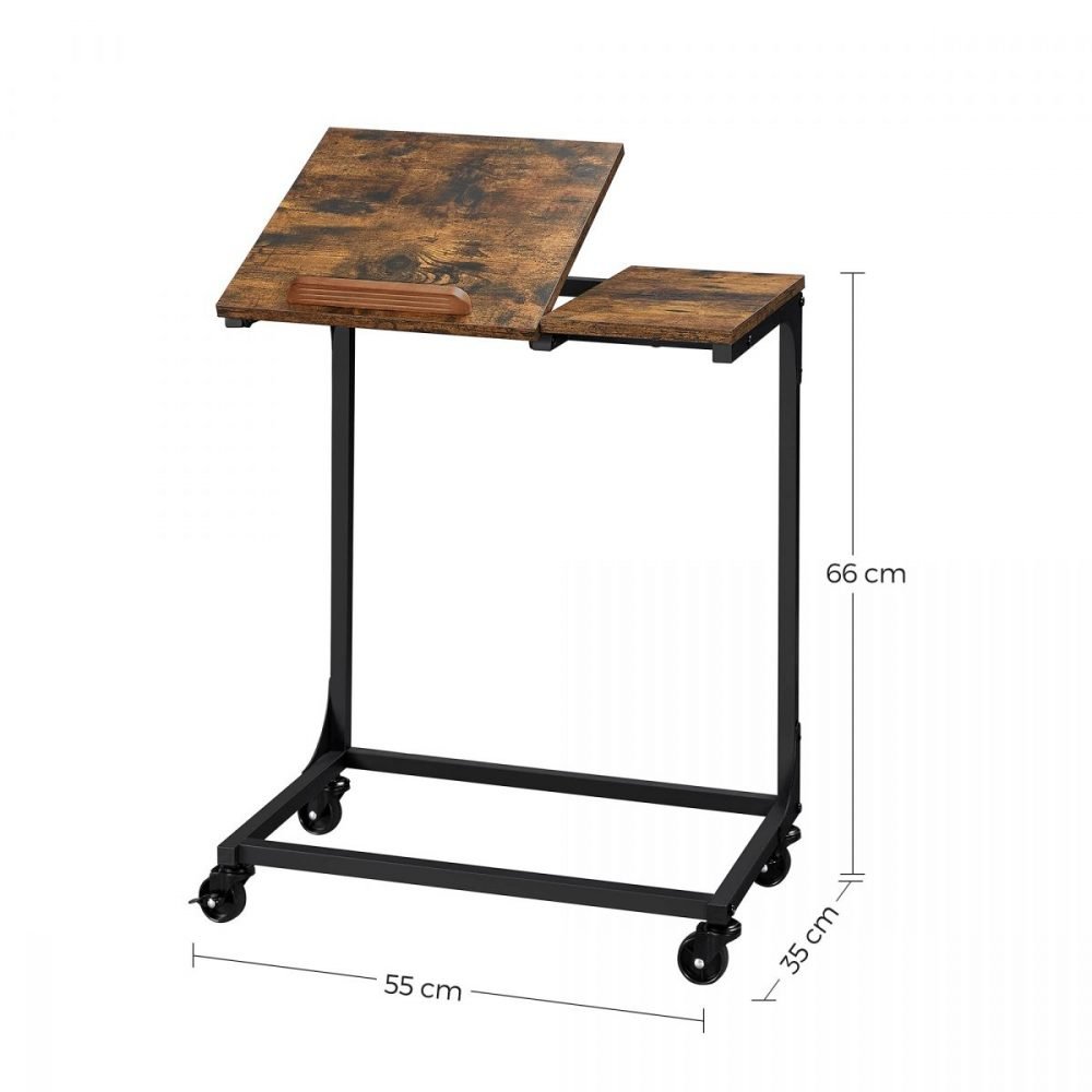 Mesa auxiliar con ruedas y tablero basculante para portátil - Imagen 2