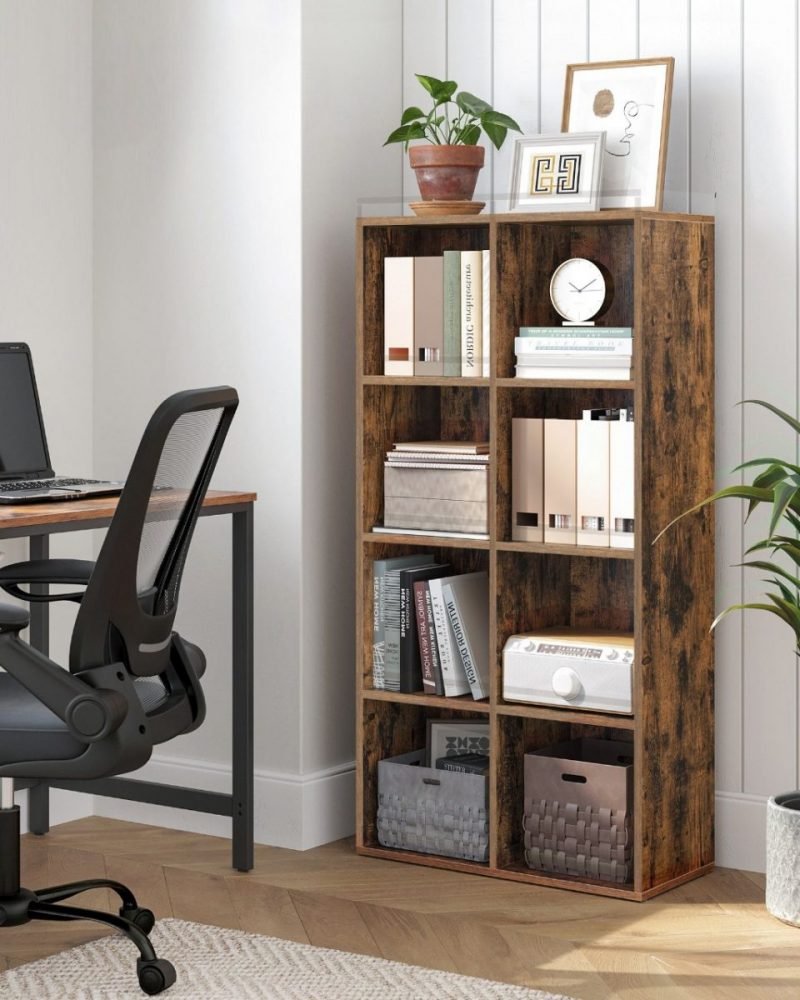 Estantería libros 8 cubos, roble o blanco, oficina, salón, marrón rústico - Imagen 3