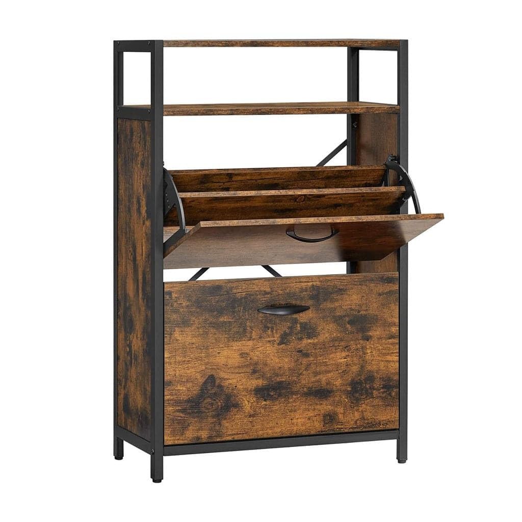 Zapatero de 2 compartimentos con estante abierto - 60x30x95 cm