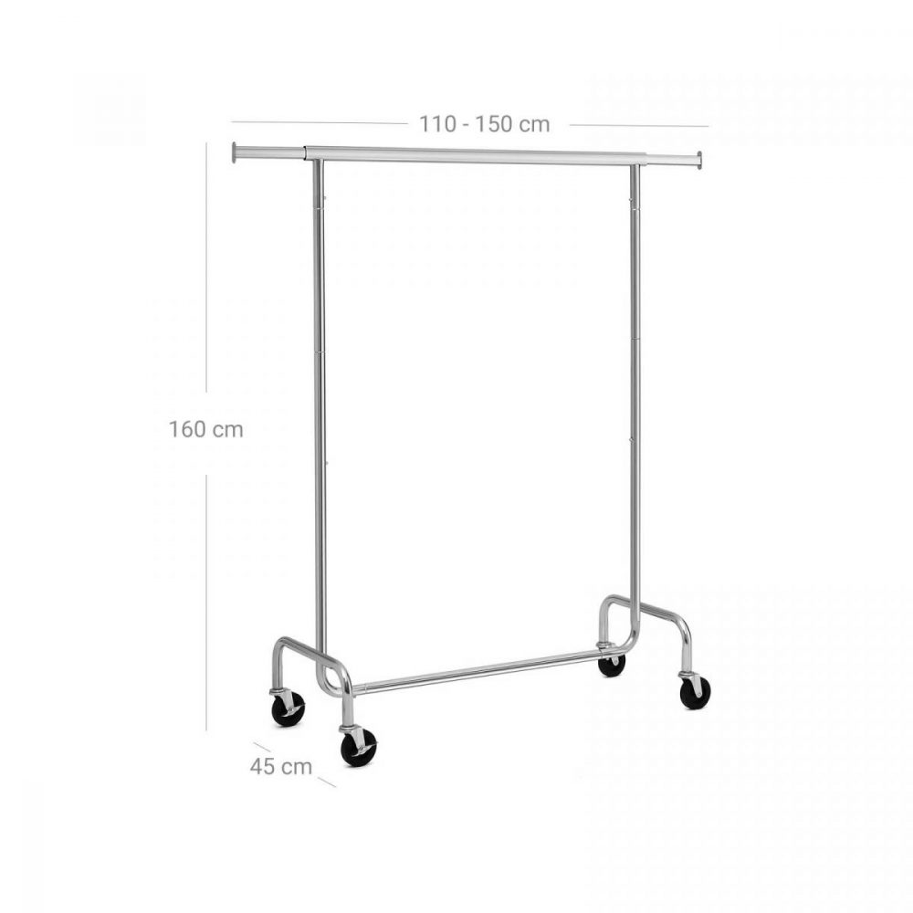 Perchero cromado con ruedas ajustables, soporta 130 kg - Imagen 2