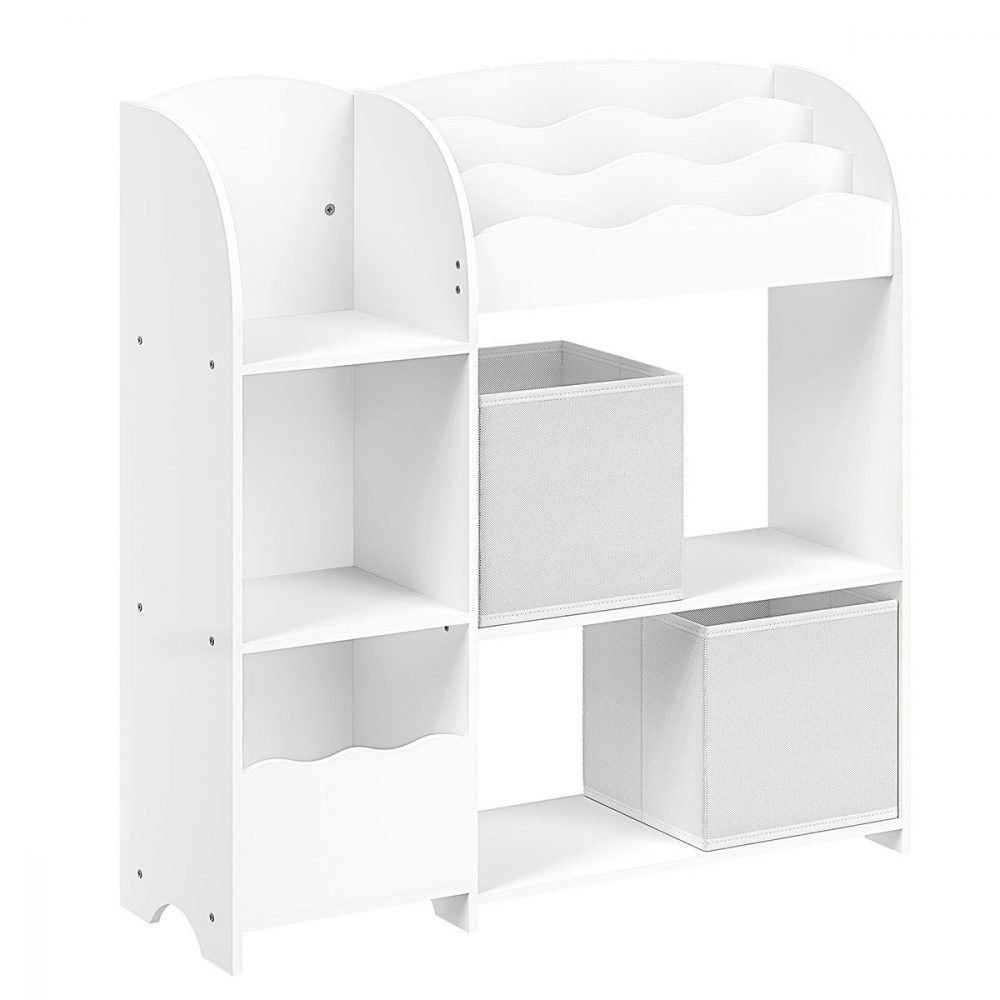 Estantería infantil multifuncional, organiza juguetes y libros, blanco
