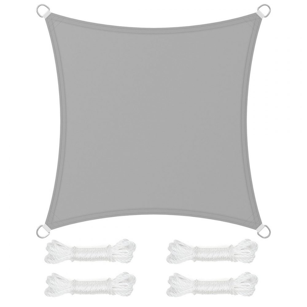 Vela sombra cuadrada 3x3m impermeable, terraza, jardín, gris claro