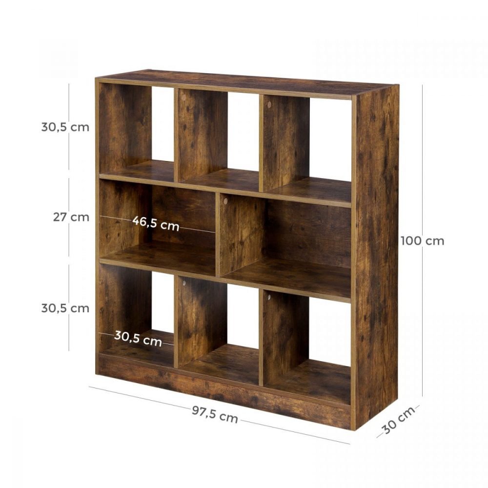 Estantería madera, cubos y estantes, marrón - Imagen 5