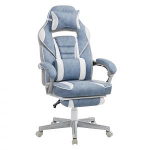Silla oficina ergonómica, reposapiés extensible, azul pavo